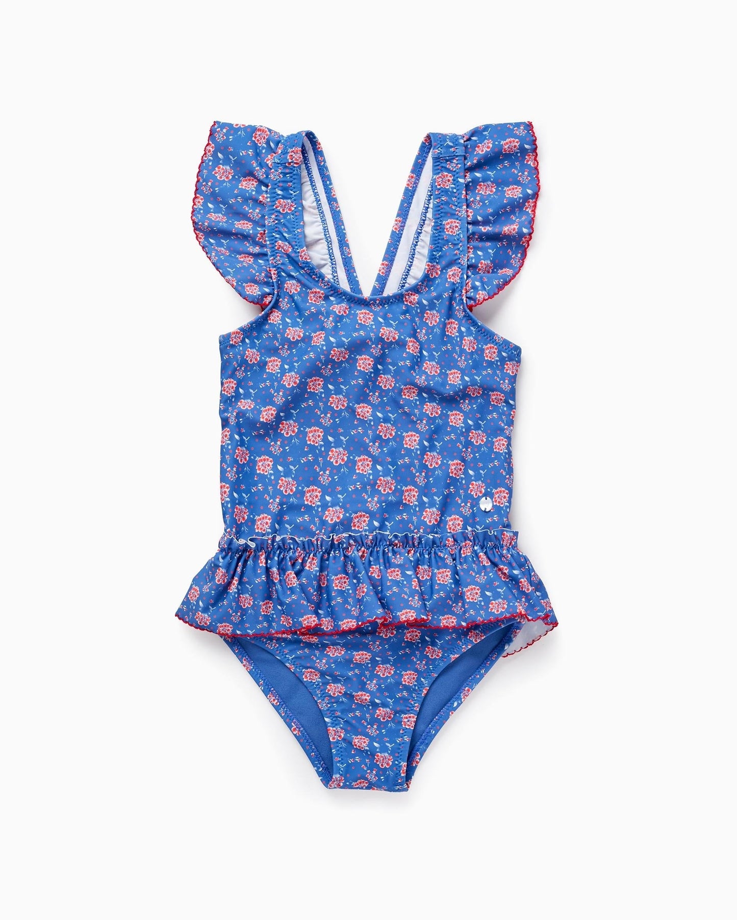 Floral UPF80 Swimsuit for Girls, Blue