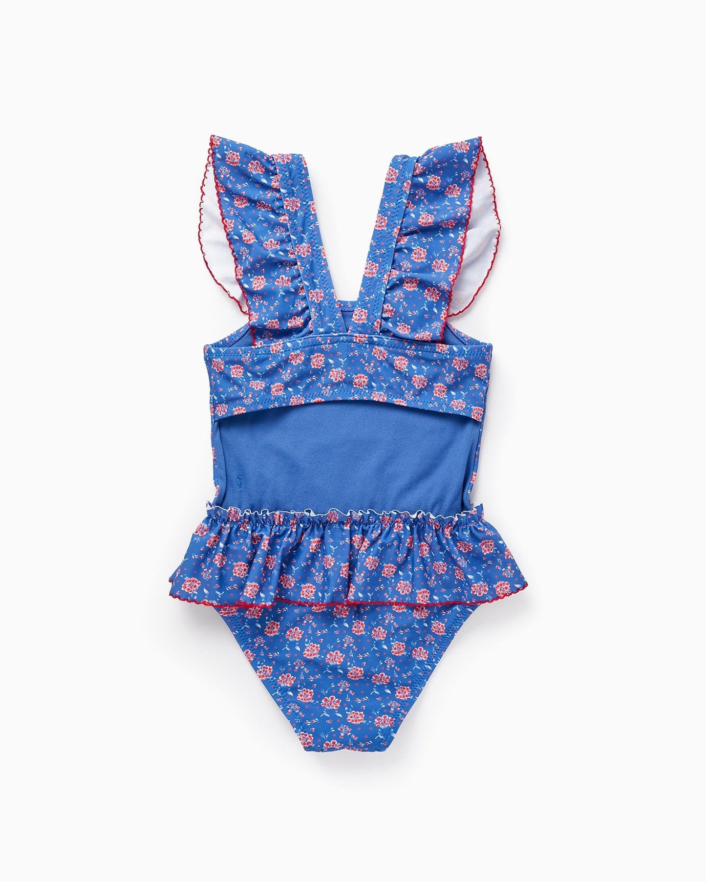 Floral UPF80 Swimsuit for Girls, Blue