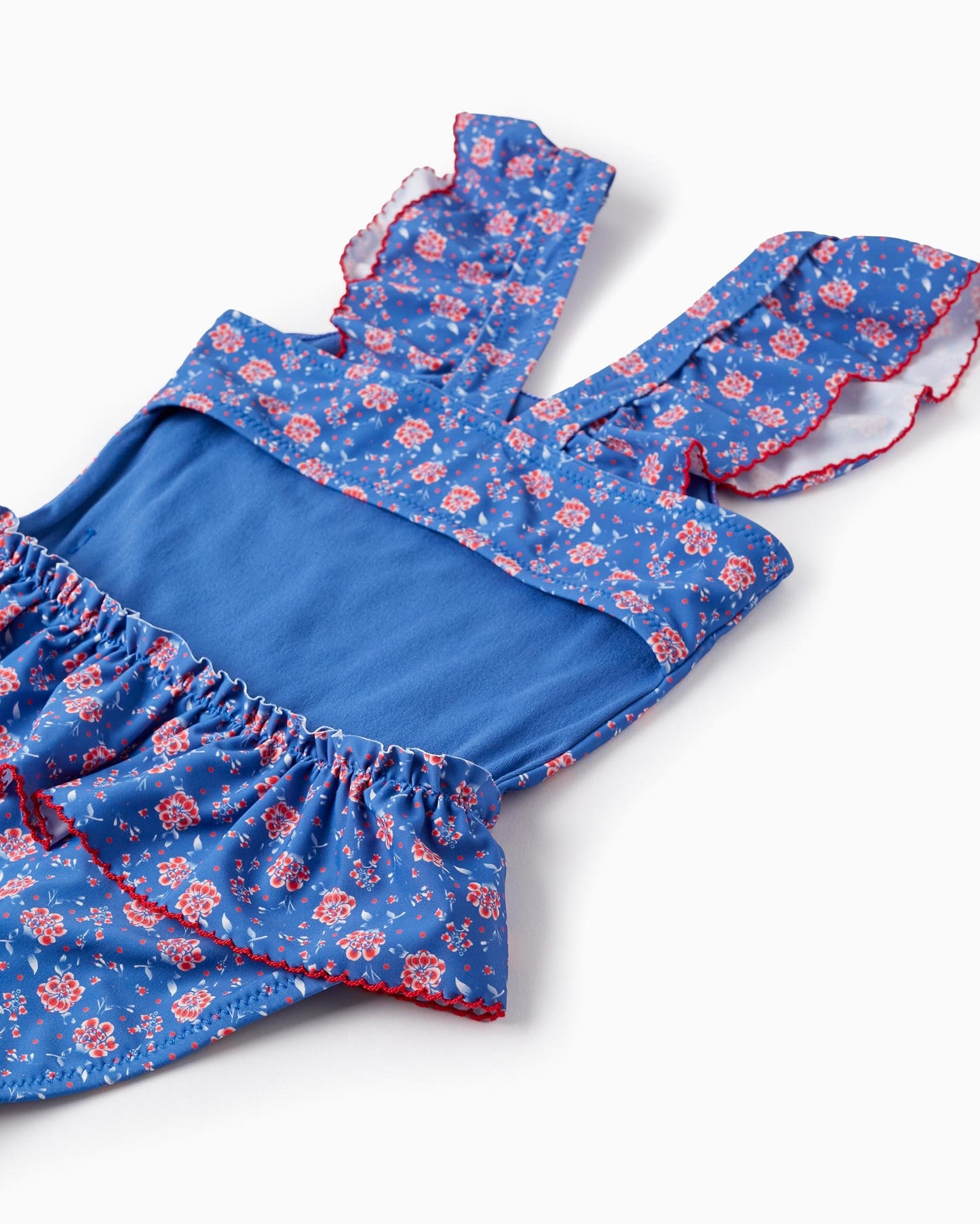 Floral UPF80 Swimsuit for Girls, Blue