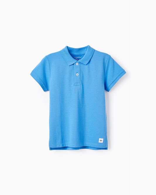 Polo in Cotton Piqué for Boys, Blue