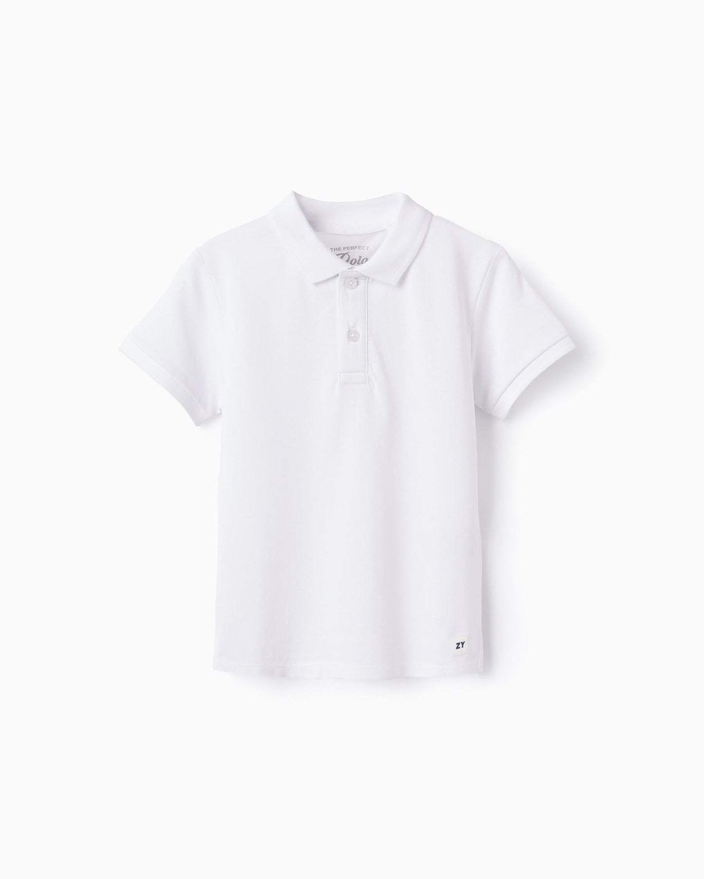 Cotton Polo for Boys, White