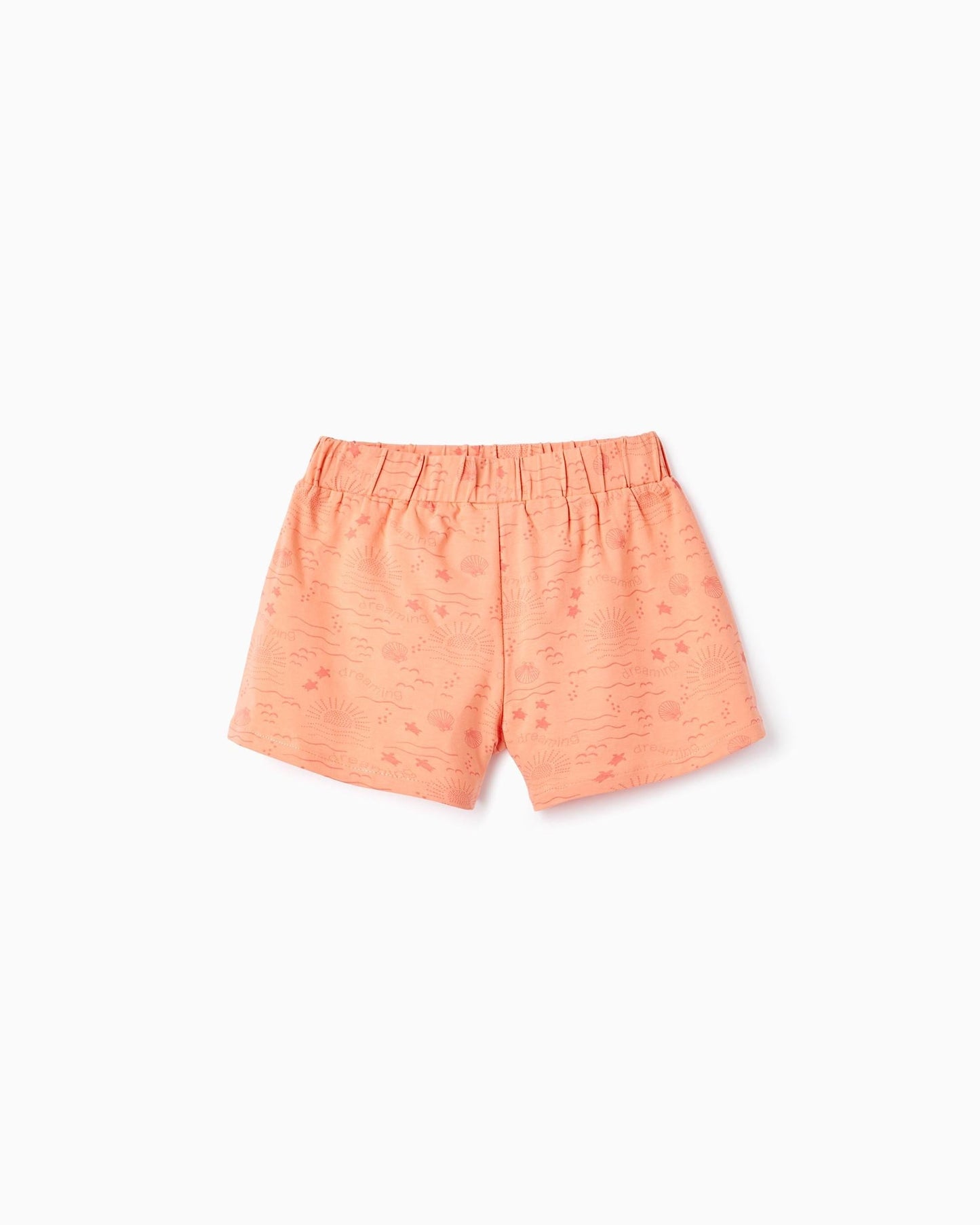 2 Cotton Shorts for Girls 'Dreaming', Coral/Grey