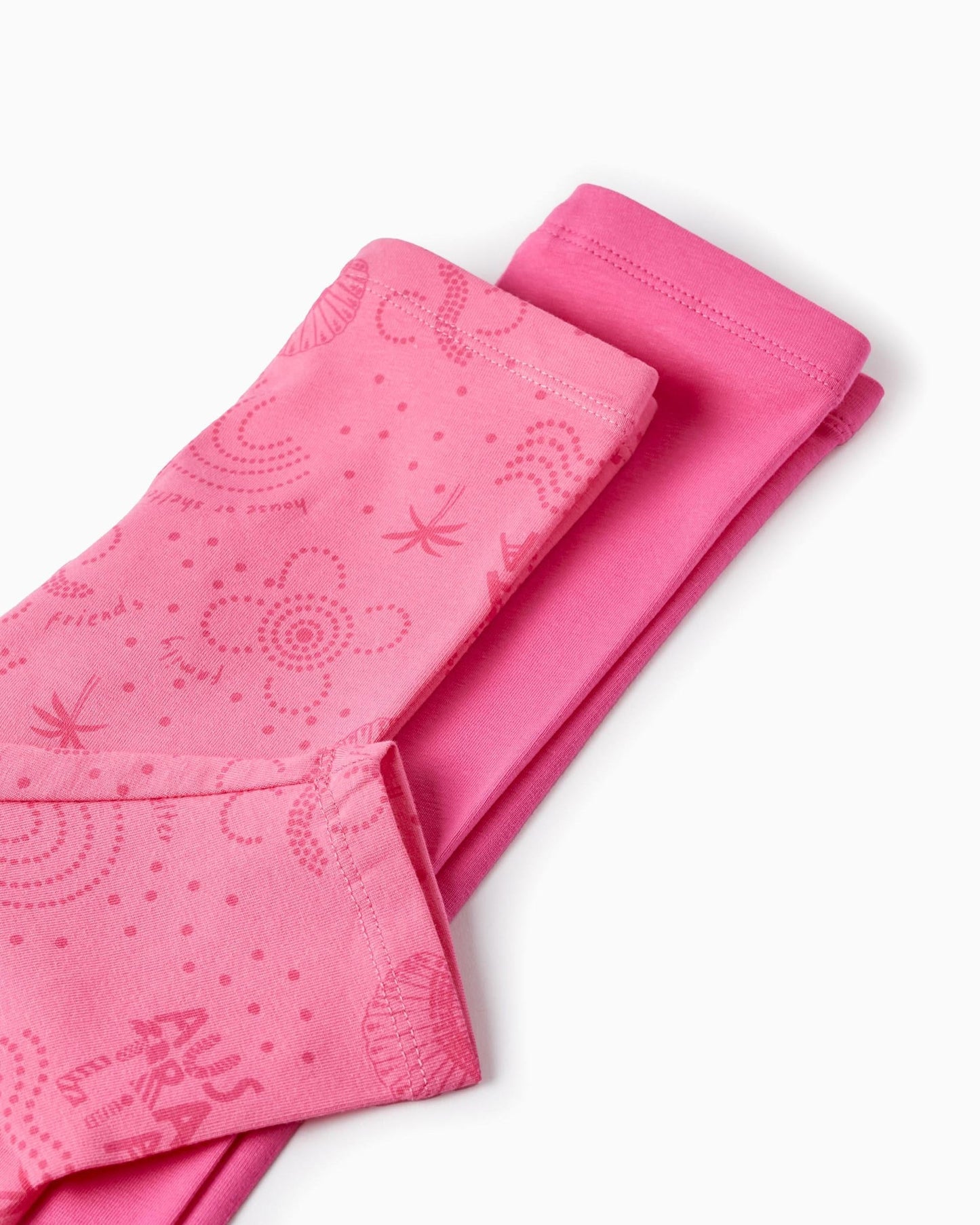 2 Short Leggings in Cotton for Baby Girls, Pink