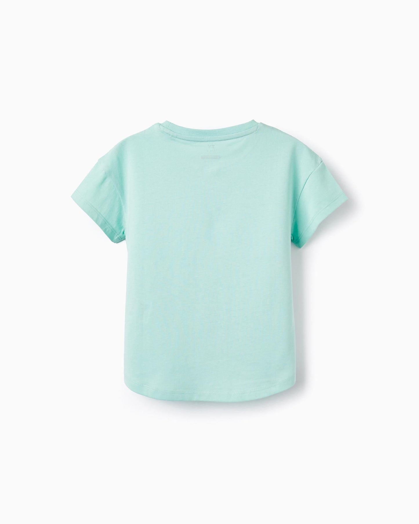 Cotton T-shirt for Girls 'Flowers', Aqua Green