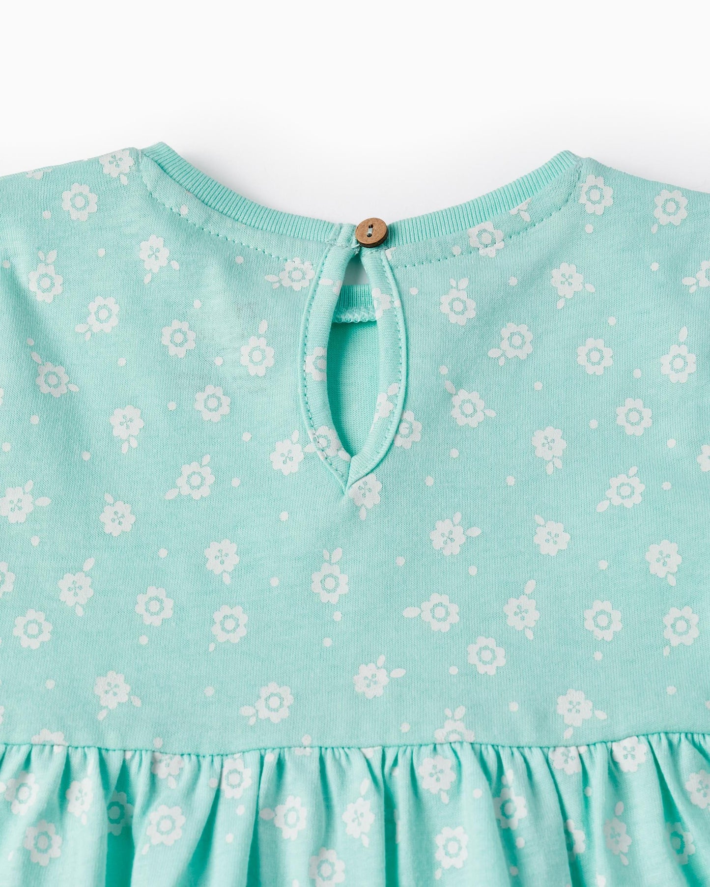 Dress with Pattern for Baby Girls 'Flowers', Aqua Green