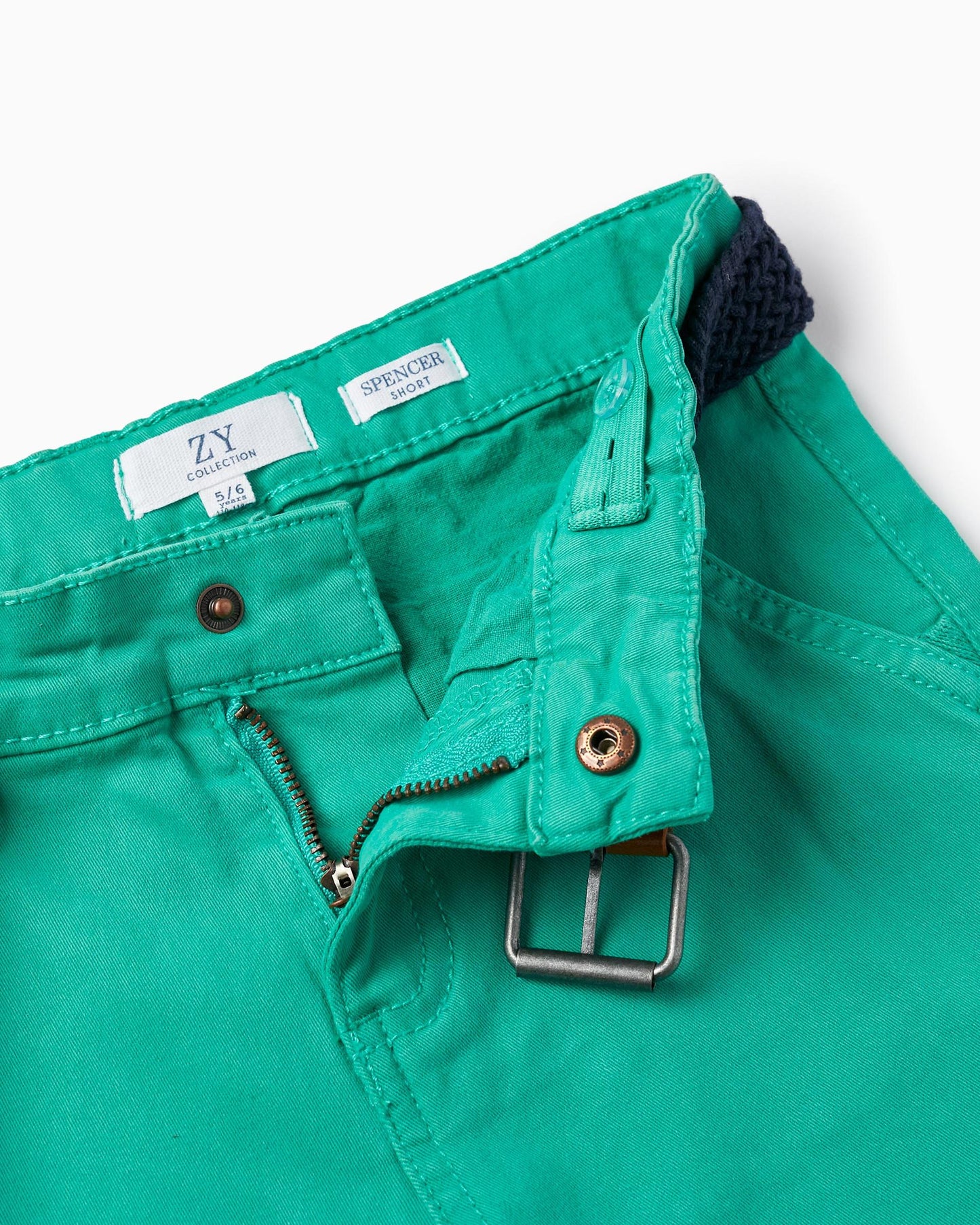 Chino Twill Shorts With Belt for Boys, Green