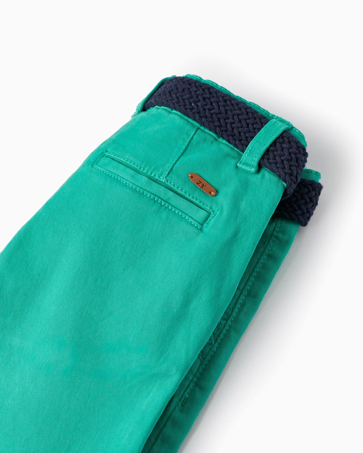 Chino Twill Shorts With Belt for Boys, Green