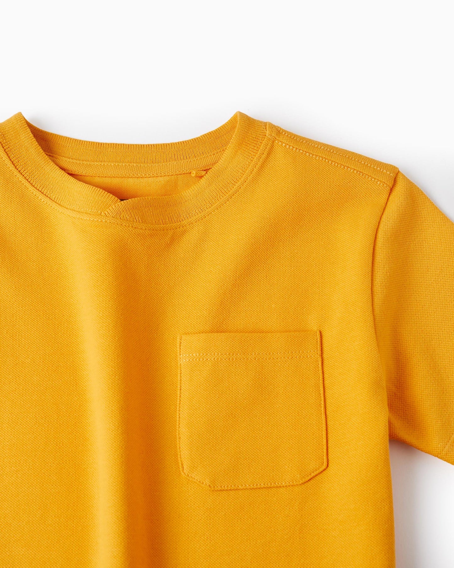 Short-Sleeved T-Shirt in Cotton Piqué for Boys, Yellow