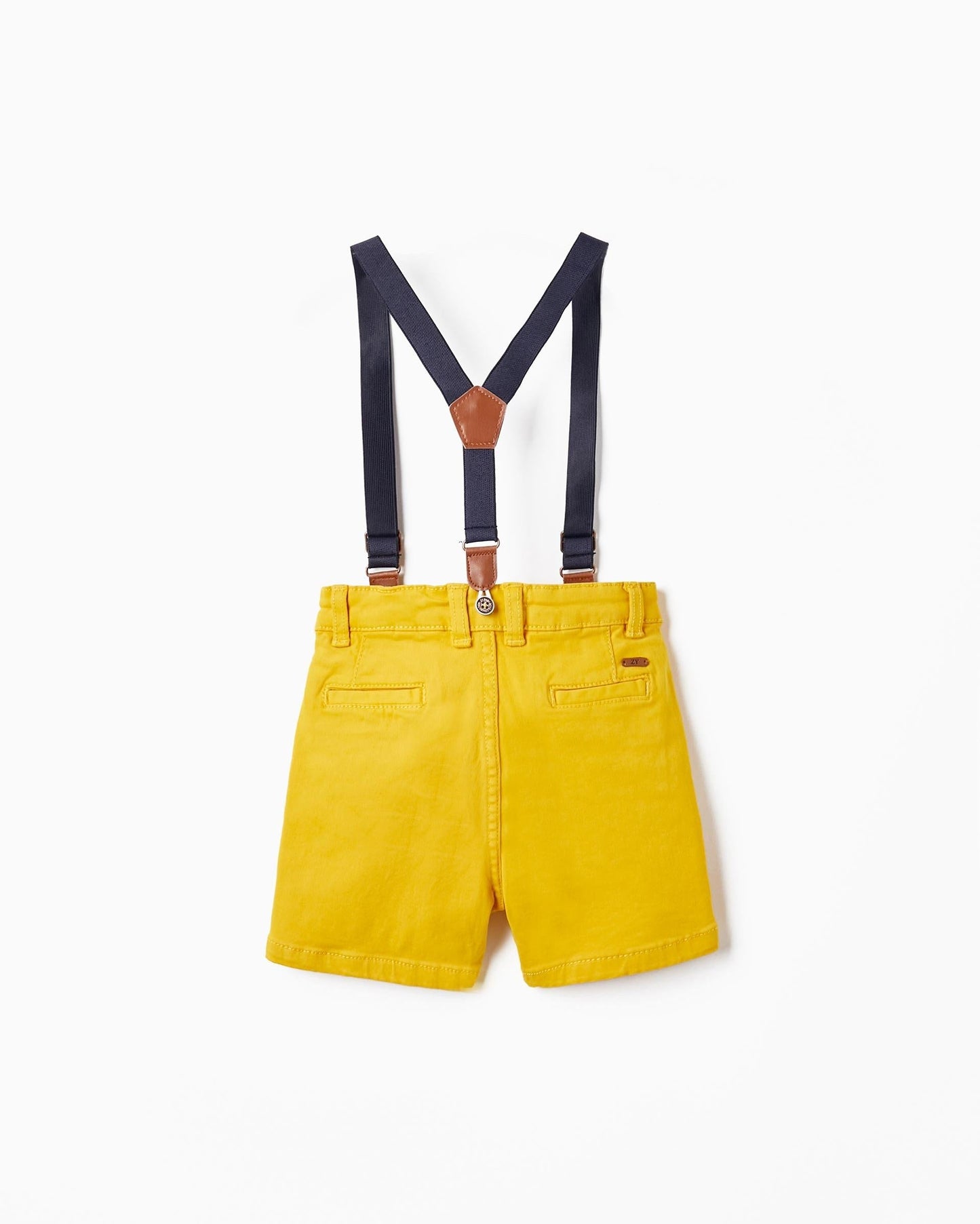 Twill Shorts with Suspenders for Baby Boys, Yellow