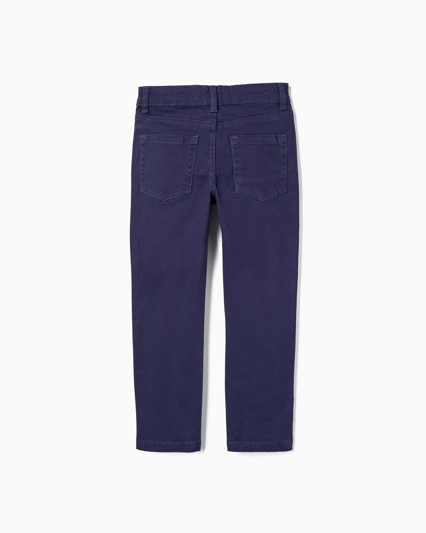 Cotton Twill Skinny Trousers for Boys, Dark Blue