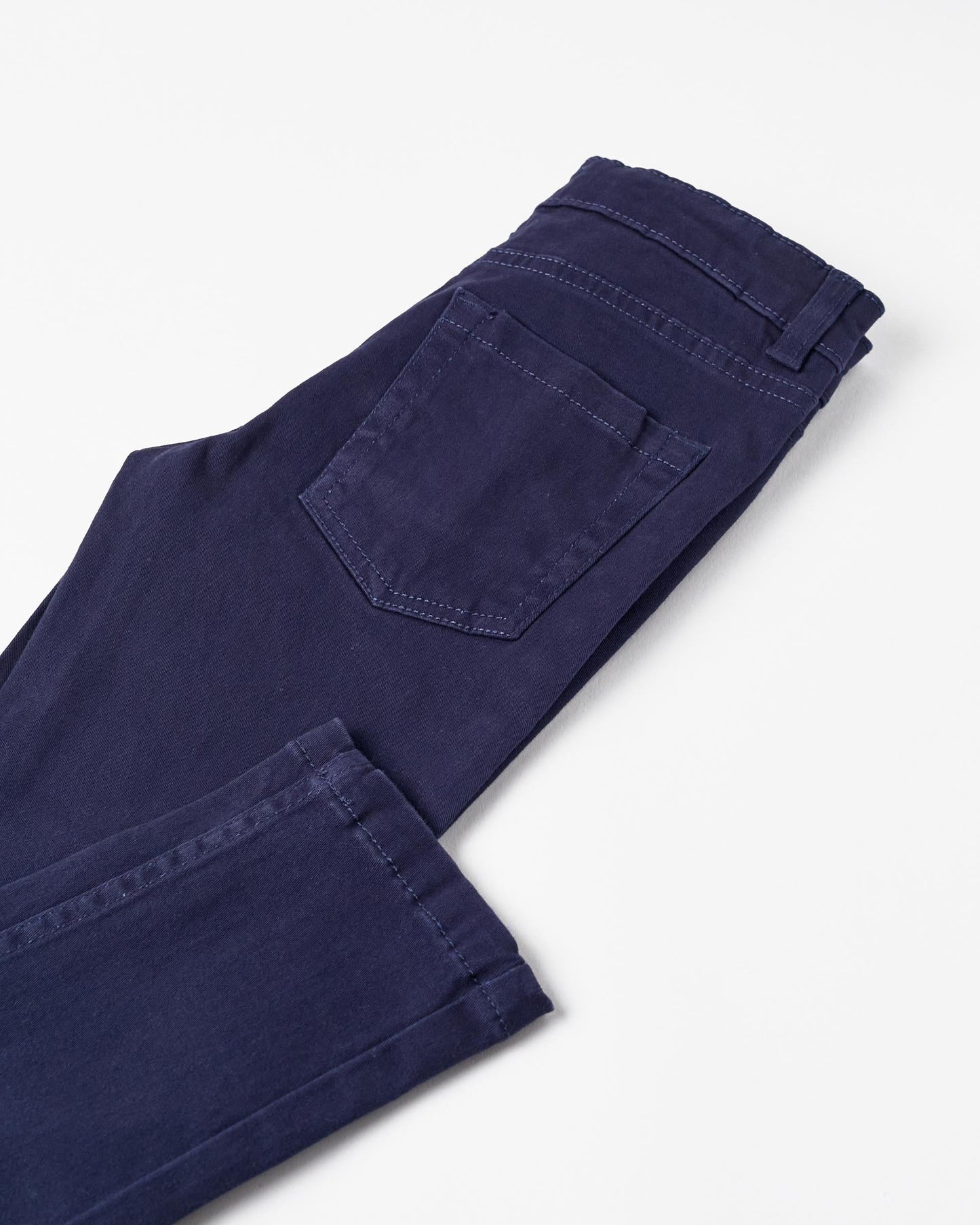 Cotton Twill Skinny Trousers for Boys, Dark Blue