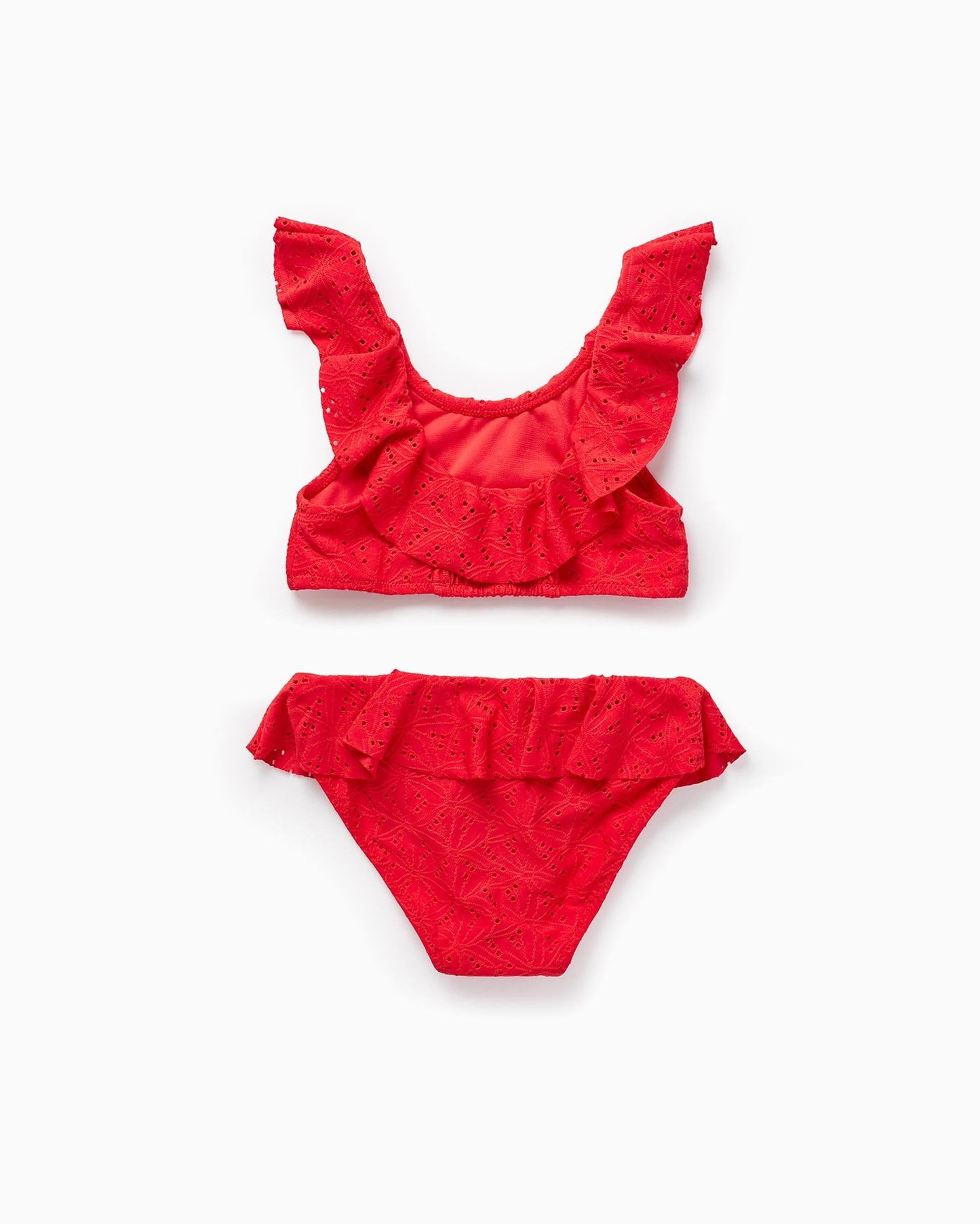 Bikini with Broderie Anglaise for Girls, Red