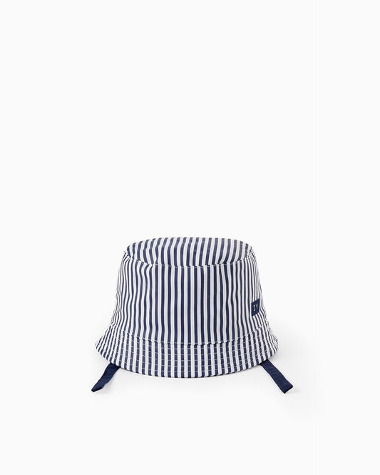 Striped Hat for Baby and Boy, White/Dark Blue