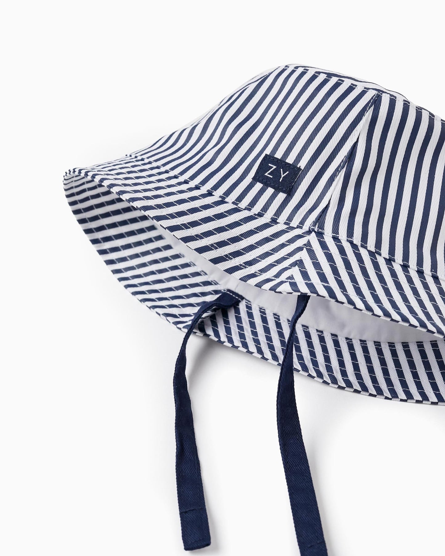 Striped Hat for Baby and Boy, White/Dark Blue