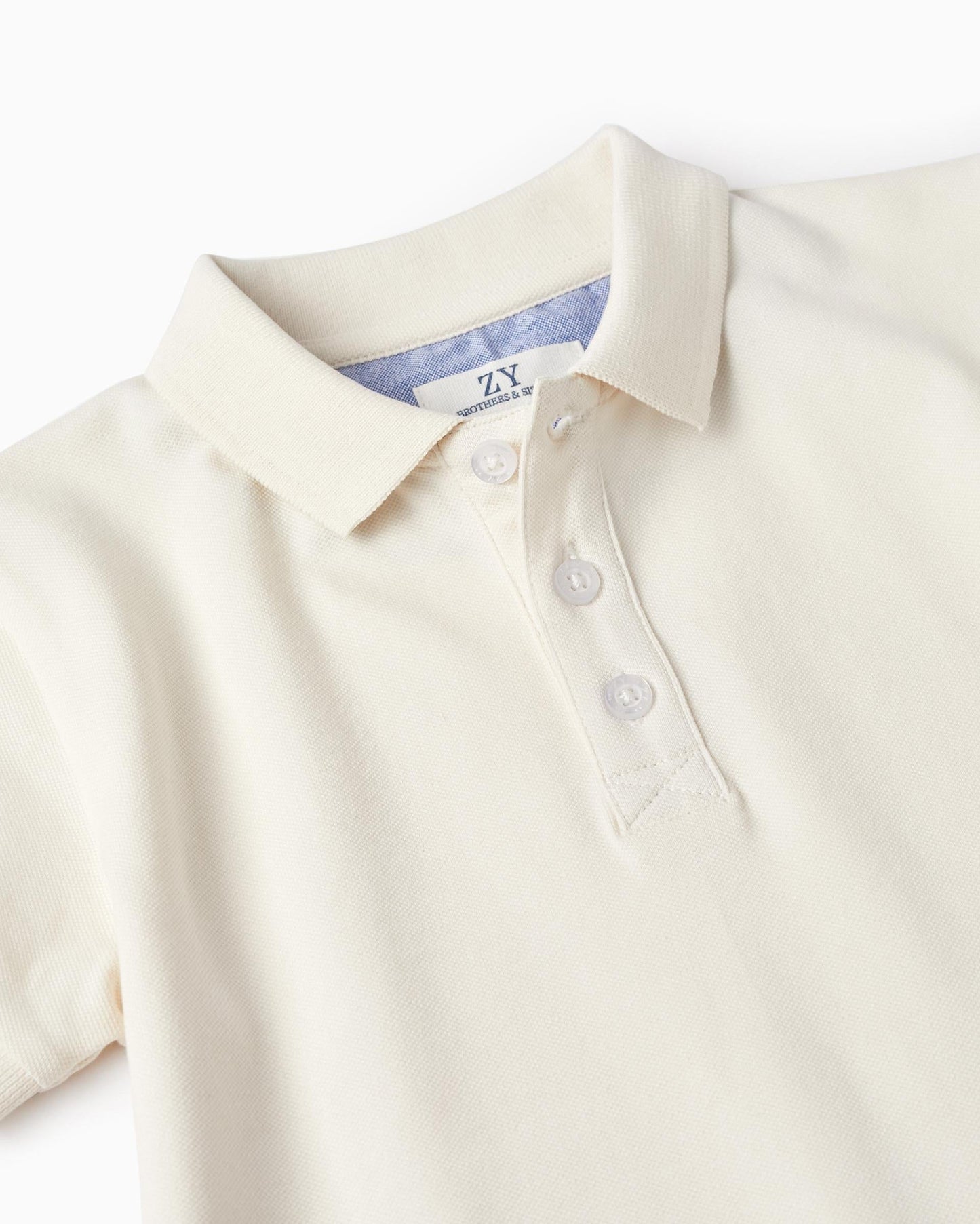 Short Sleeve Polo in Cotton Piqué for Boys 'B&S', White