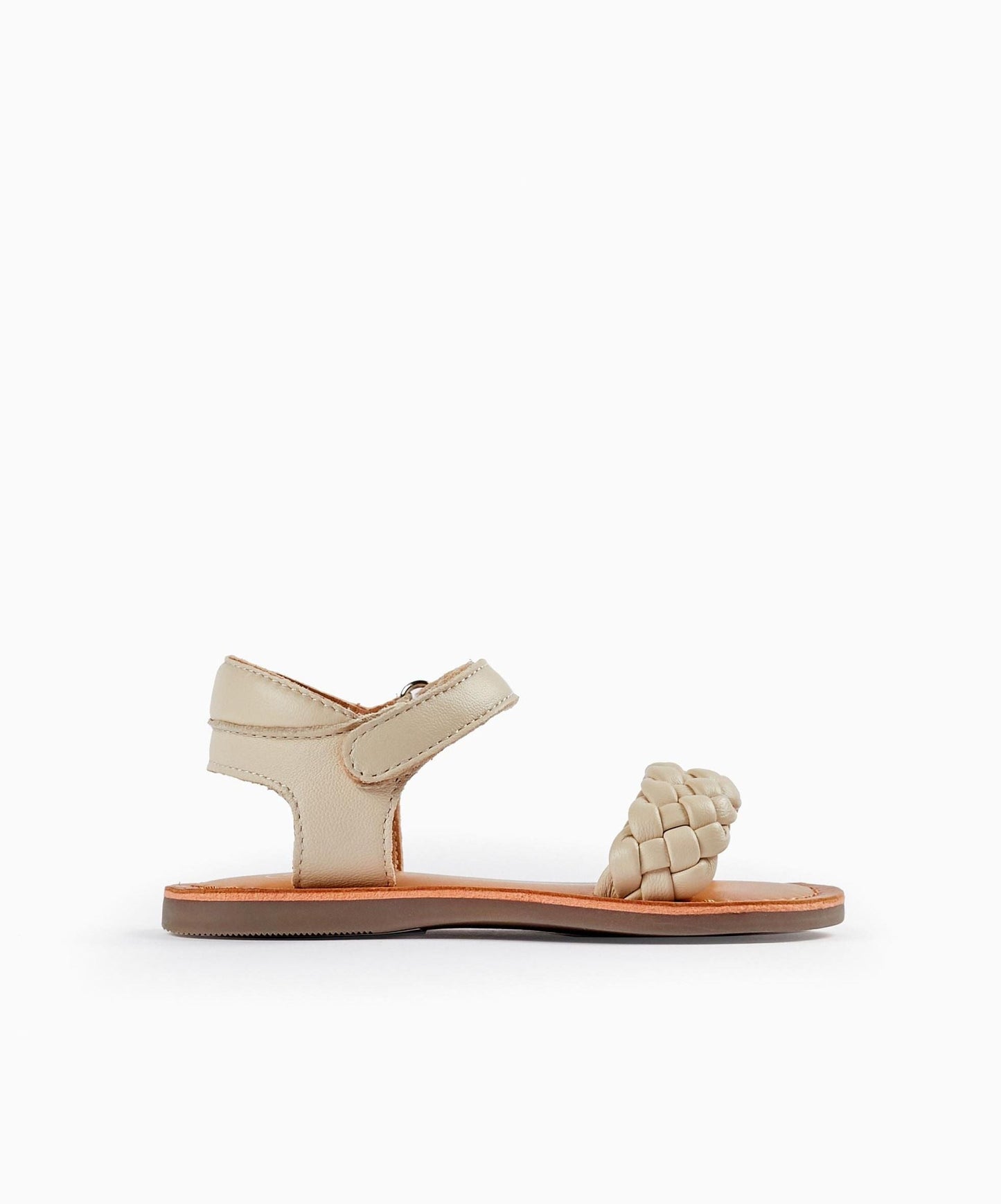 Leather Sandals for Baby Girls, Beige