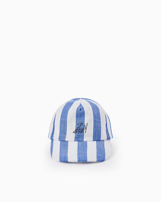 Striped Cap for Baby Boys, White/Blue