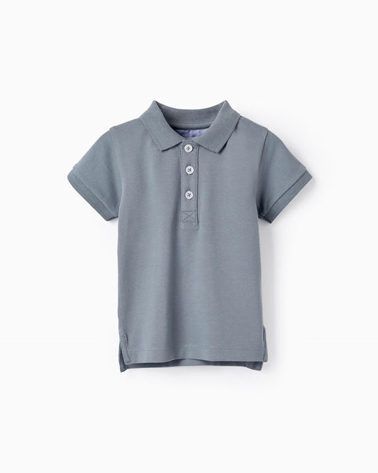 Short Sleeve Cotton Piqué Polo for Baby Boys 'B&S', Blue