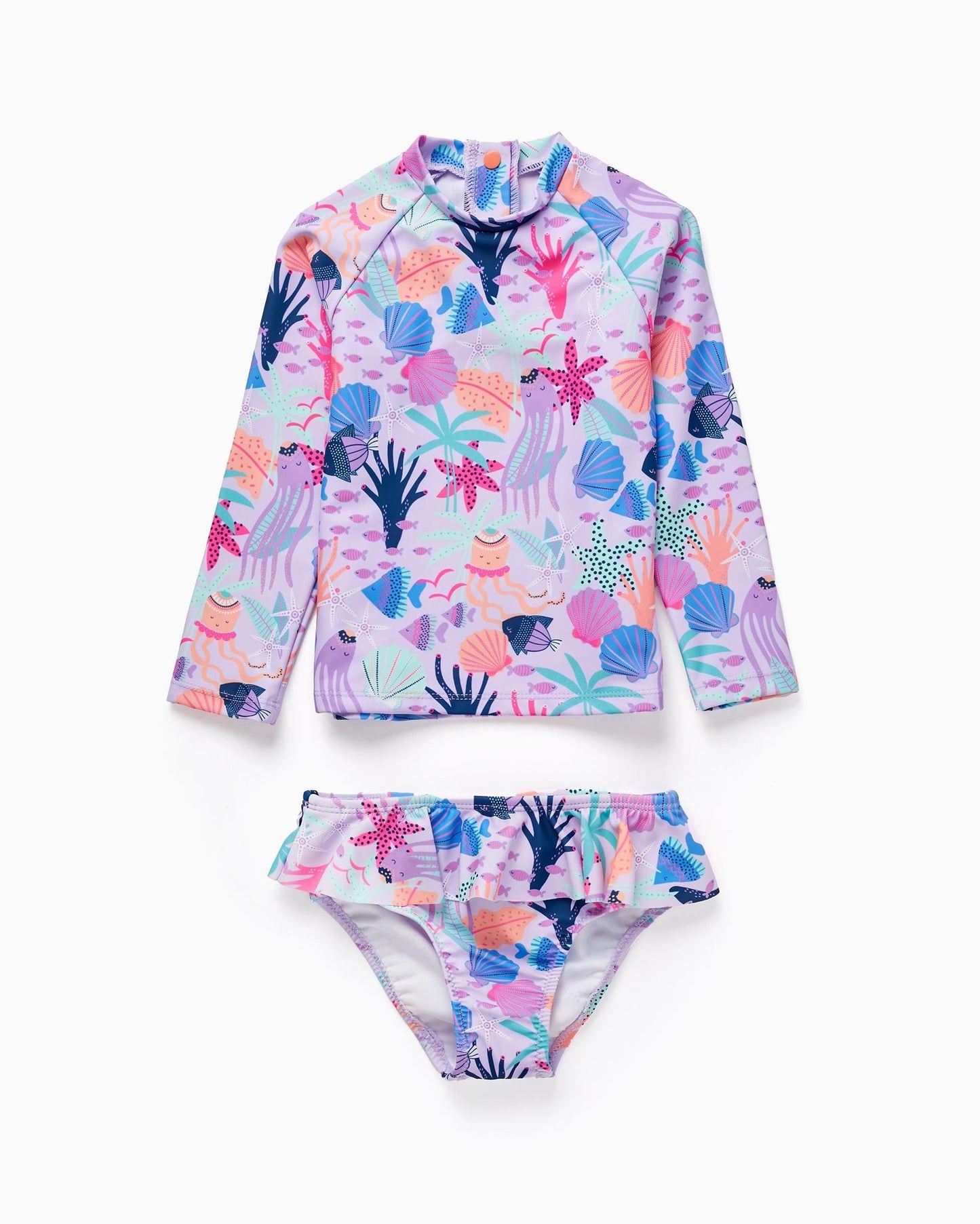 T-shirt + Bikini Bottom UPF80 for Baby Girls 'Ocean', Lilac