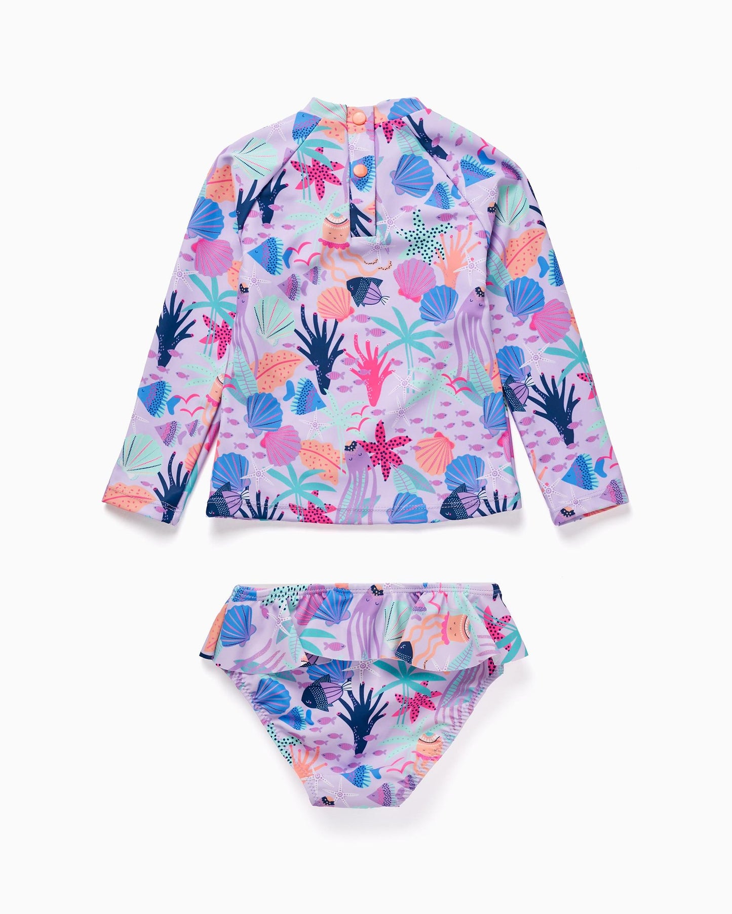 T-shirt + Bikini Bottom UPF80 for Baby Girls 'Ocean', Lilac