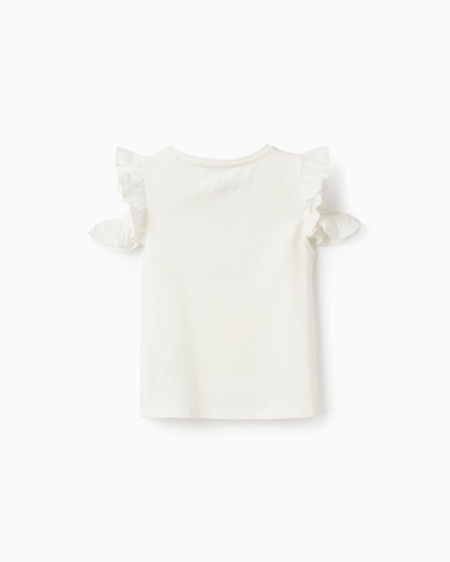 Cotton Off-Shoulder T-shirt for Girls 'Flowers', White