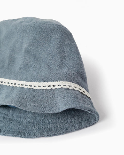 Hat with Lace Pattern for Baby and Girl, Blue