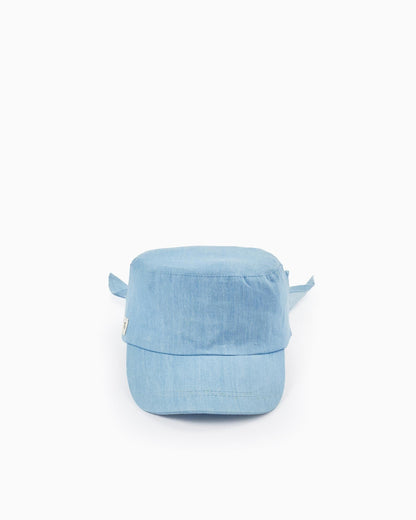 Cotton Cap with Ribbon for Girls, Blue