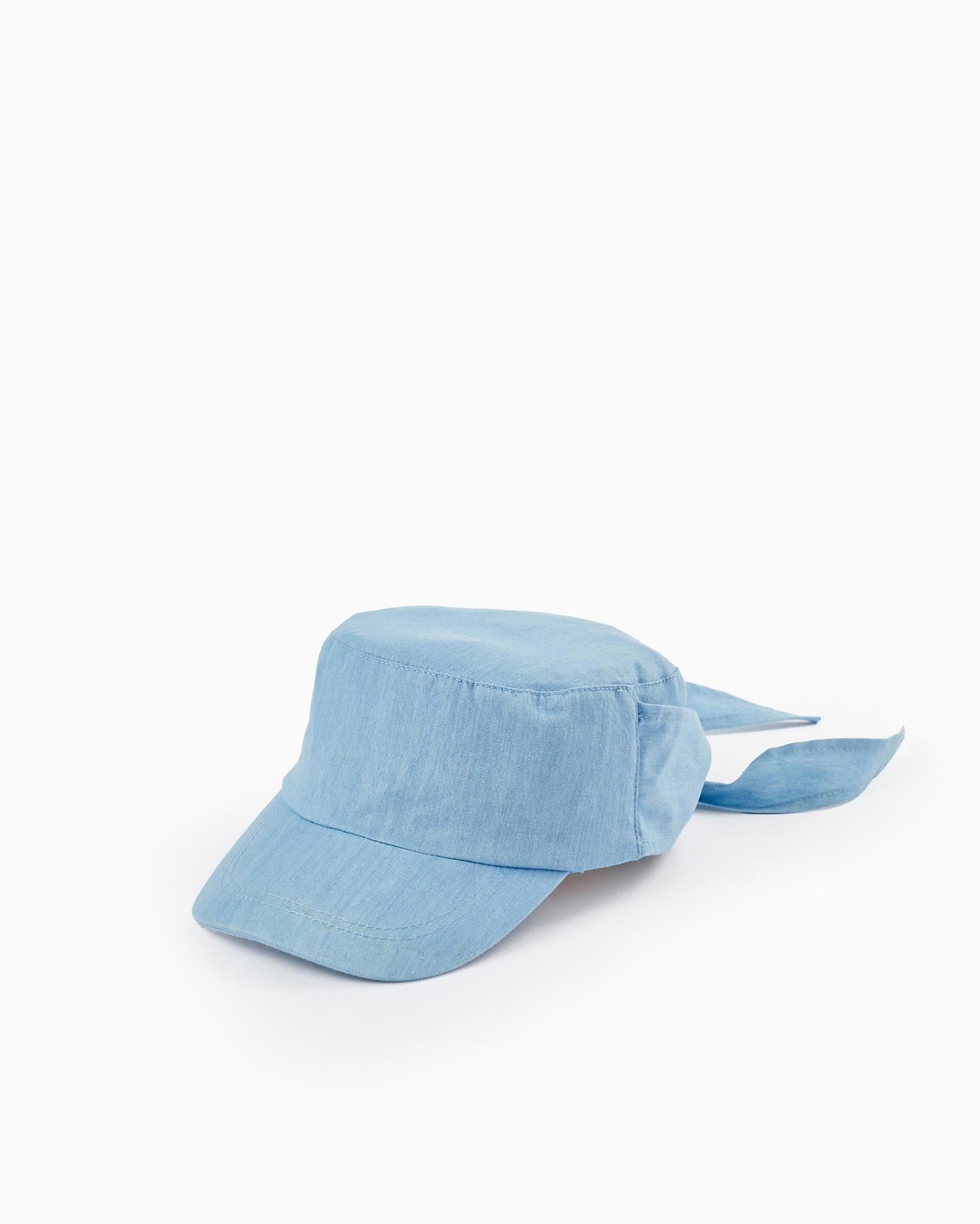 Cotton Cap with Ribbon for Girls, Blue