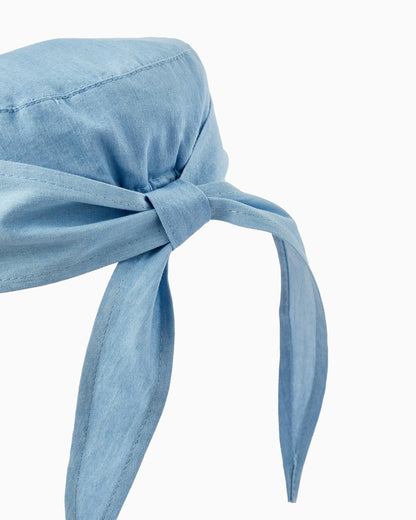 Cotton Cap with Ribbon for Girls, Blue