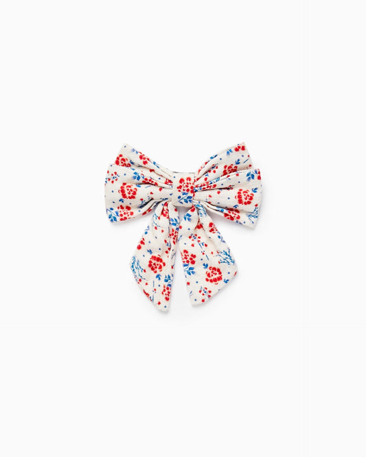 Hair Clip with Bow for Baby and Girls 'Floral', Beige/Blue/Red