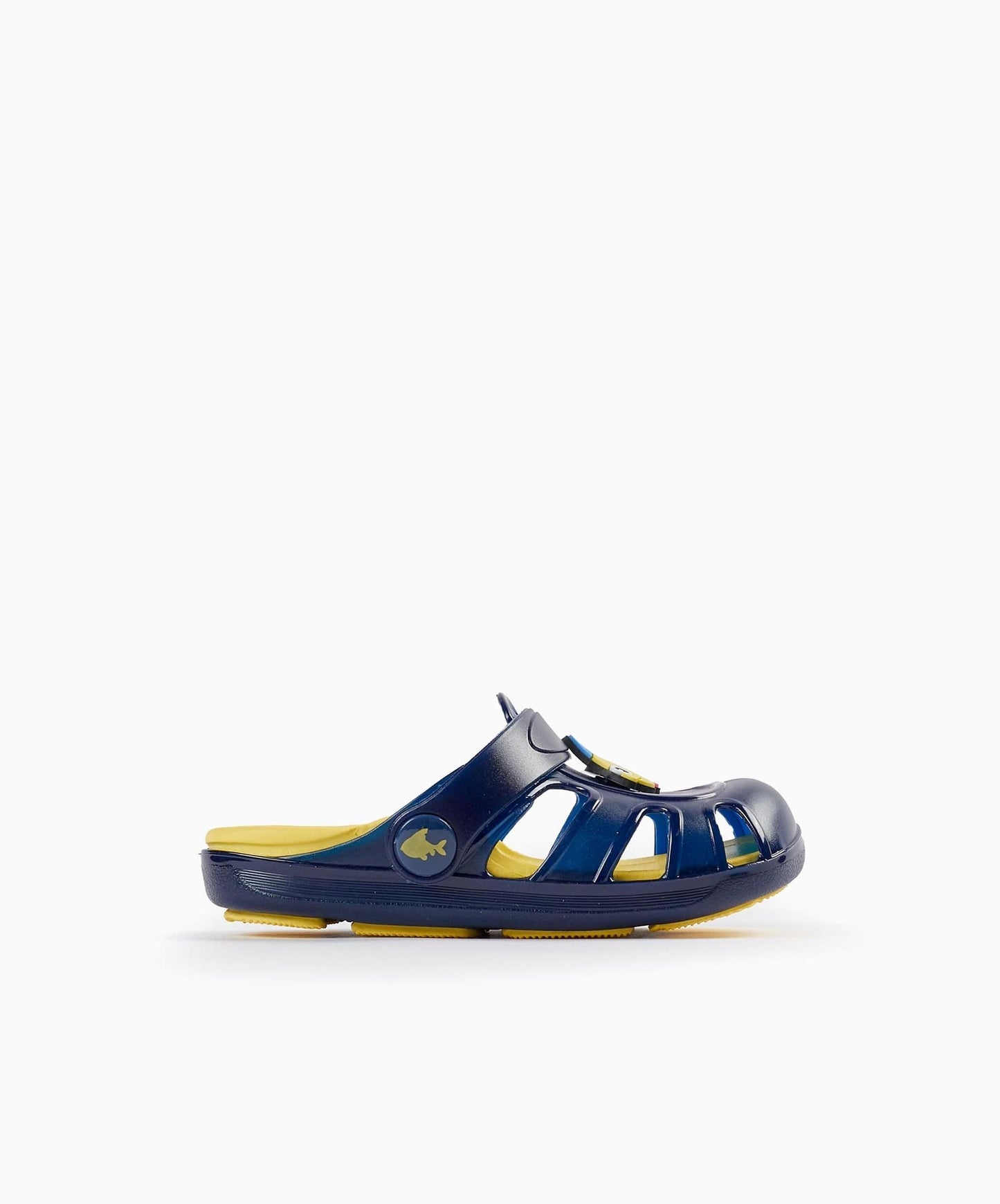 Clogs Sandals for Baby Boy 'Fish - Delicious', Dark Blue/Yellow