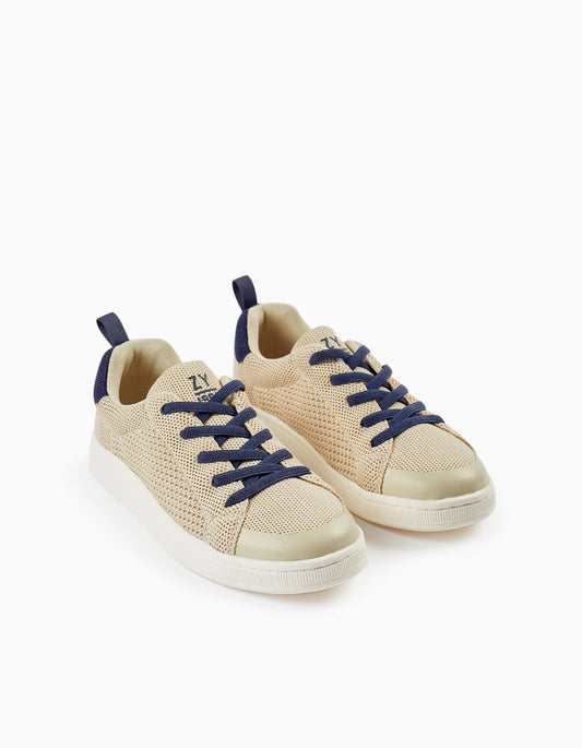 Trainers in Mesh for Boys 'ZY 1996', Beige/Dark Blue