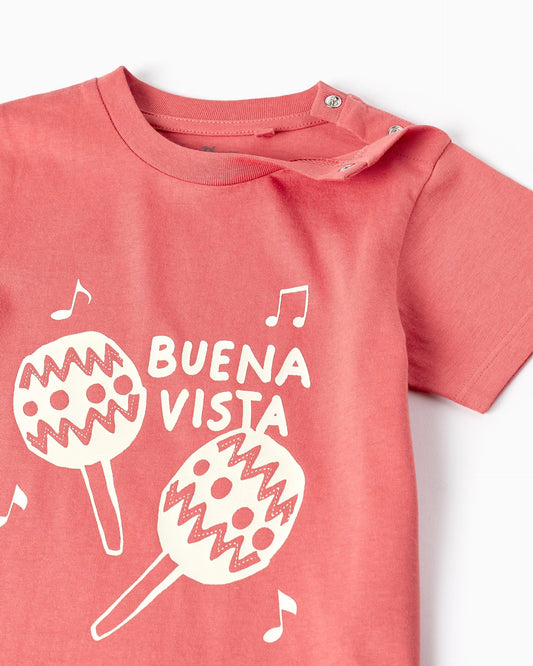 Cotton T-shirt for Baby Boys 'Maracas', Brick Red