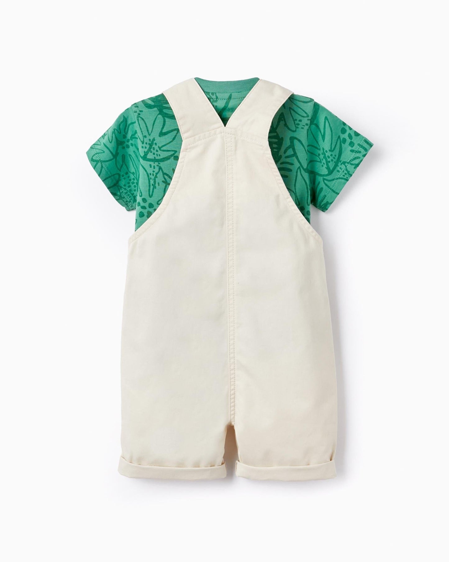 T-shirt + Dungarees for Baby Boys, Green/Beige