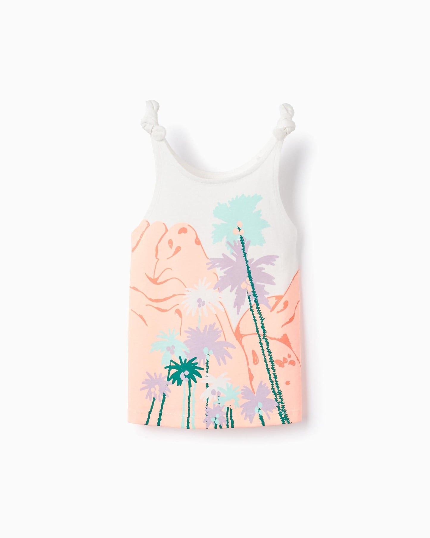 Cotton Top with Print for Girls 'Palm Trees', Multicolour