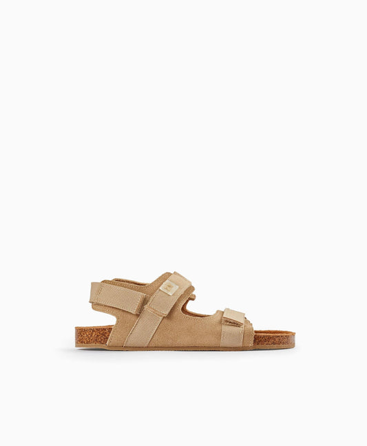 Leather Sandals for Boys, Beige