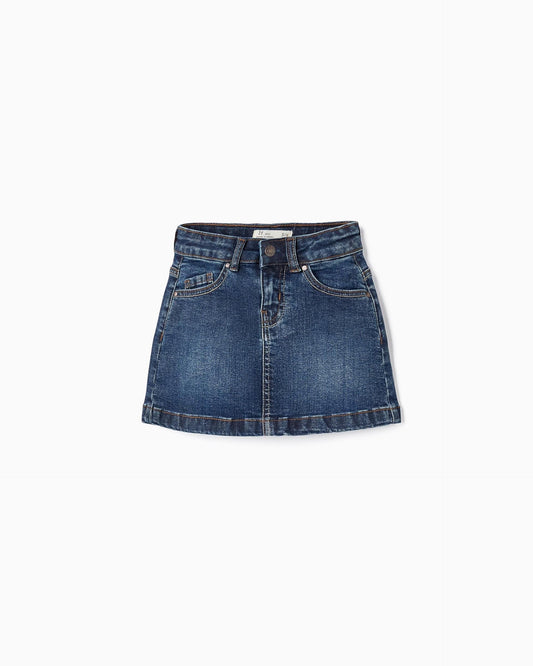 Mini Denim Skirt in Cotton for Girls, Blue