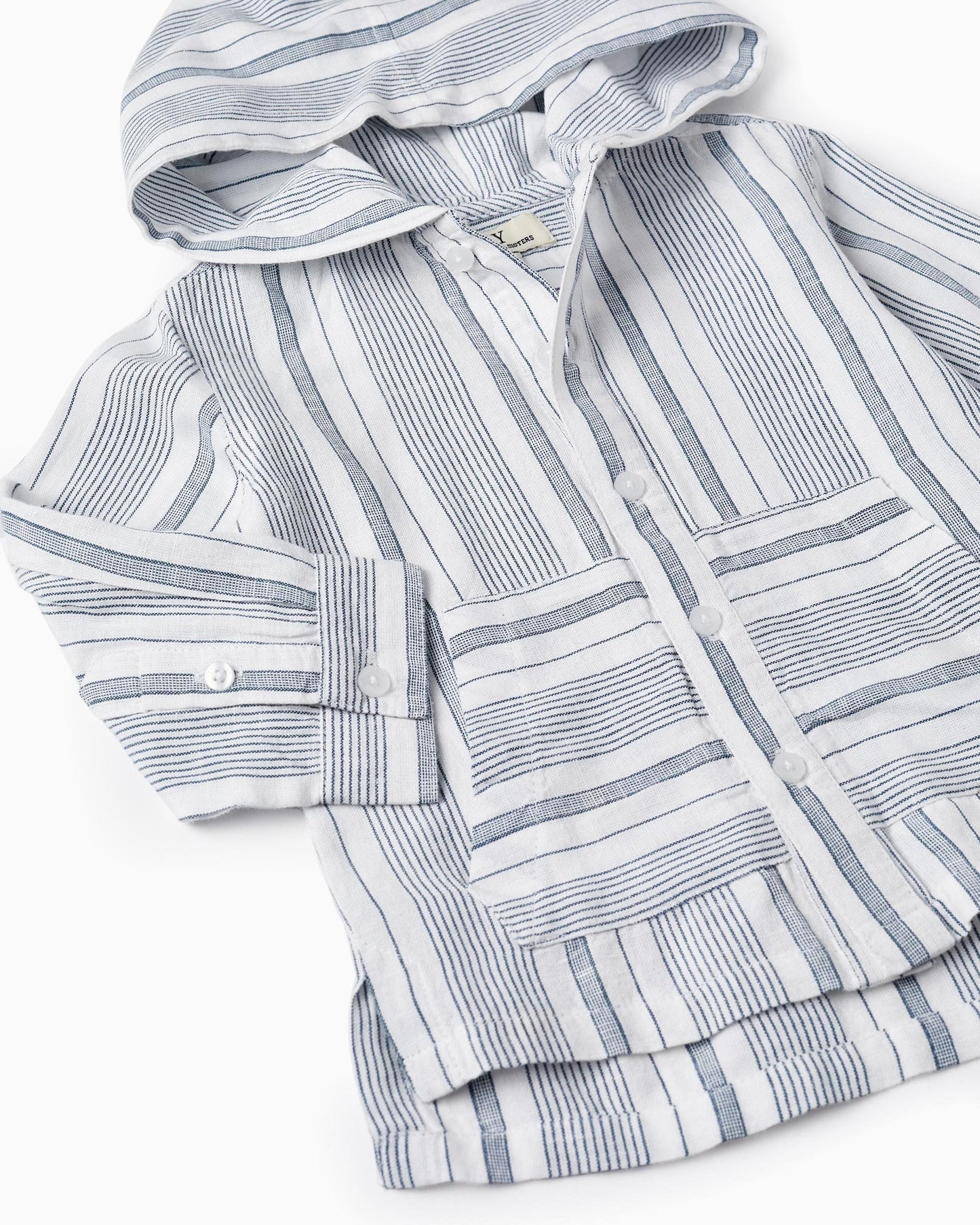 Striped Hooded Shirt for Baby Boys 'B&S', White/Blue