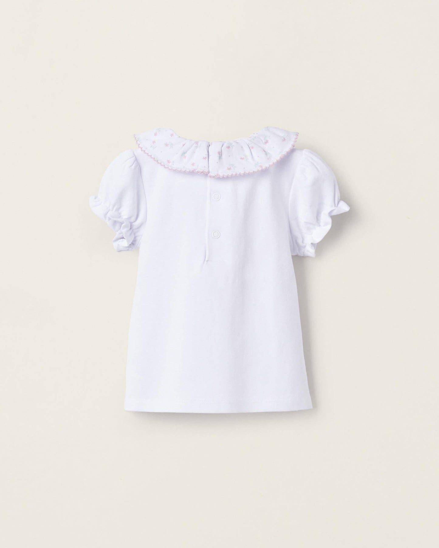 Cotton T-Shirt for Newborn Girls, White/Pink