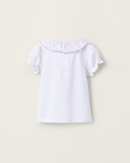 Cotton T-Shirt for Newborn Girls, White/Pink