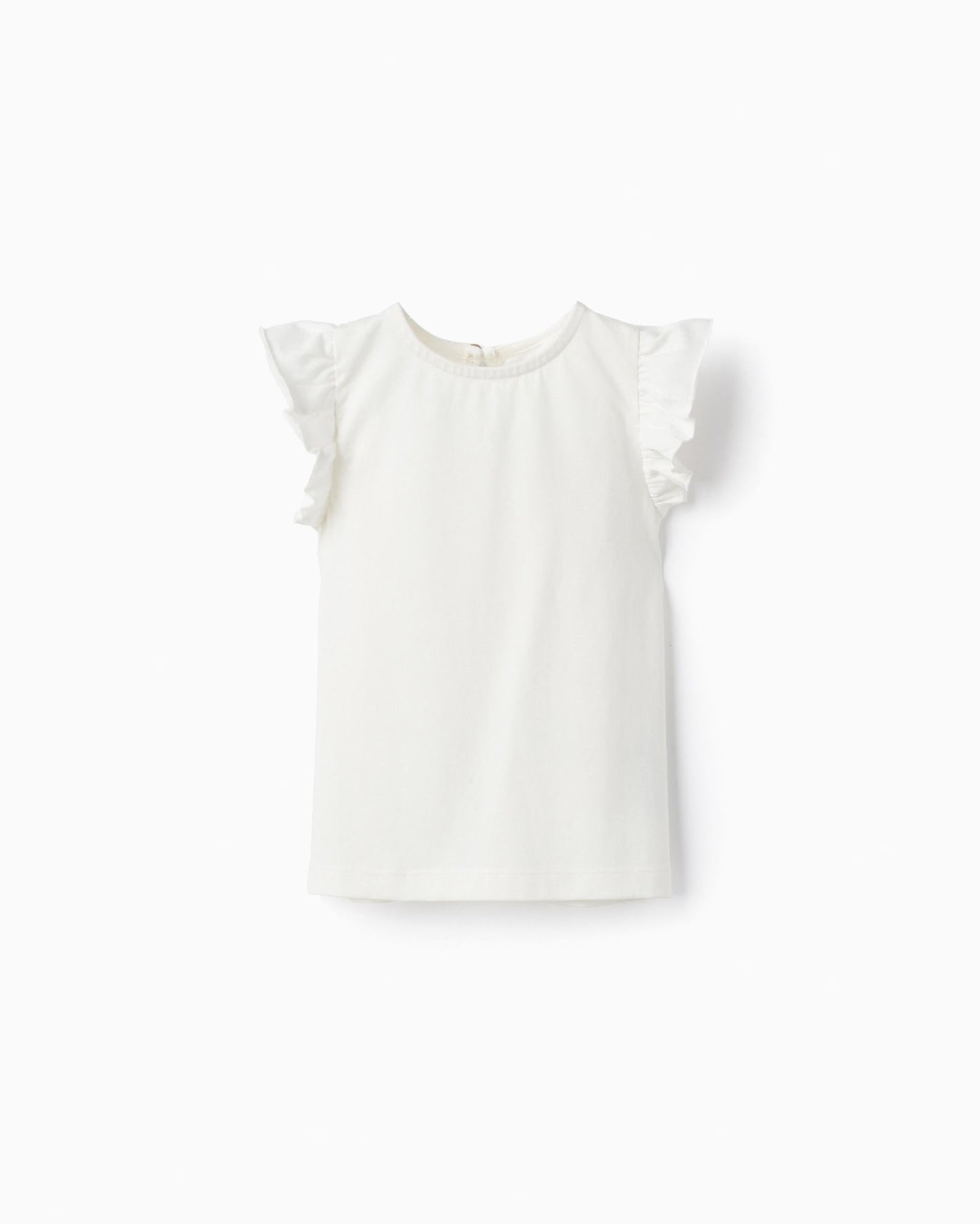 Cotton T-shirt with Ruffles for Baby Girls, White