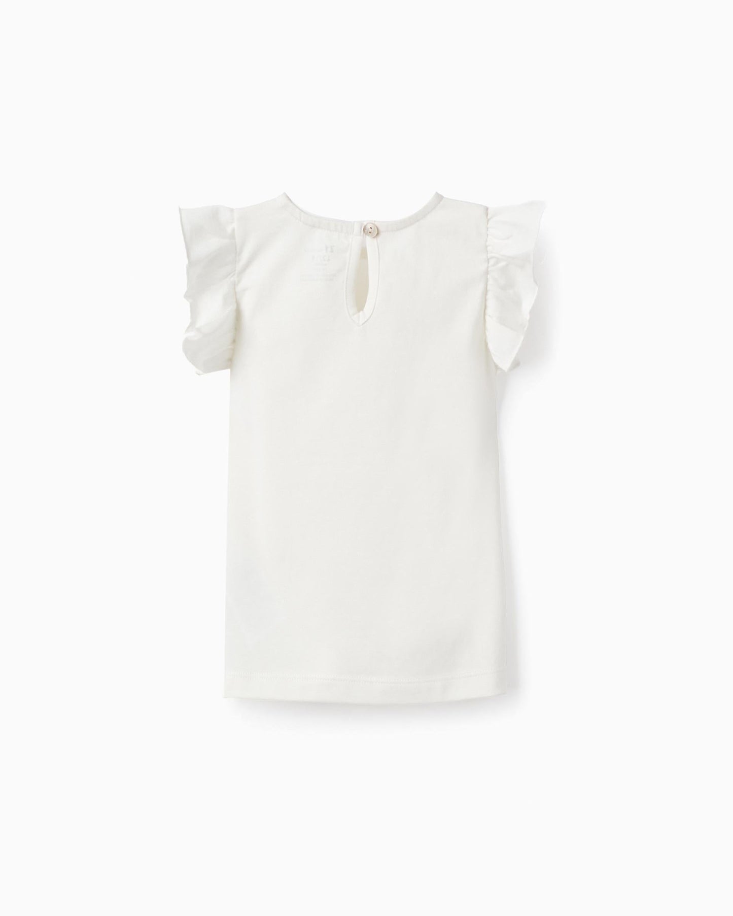 Cotton T-shirt with Ruffles for Baby Girls, White