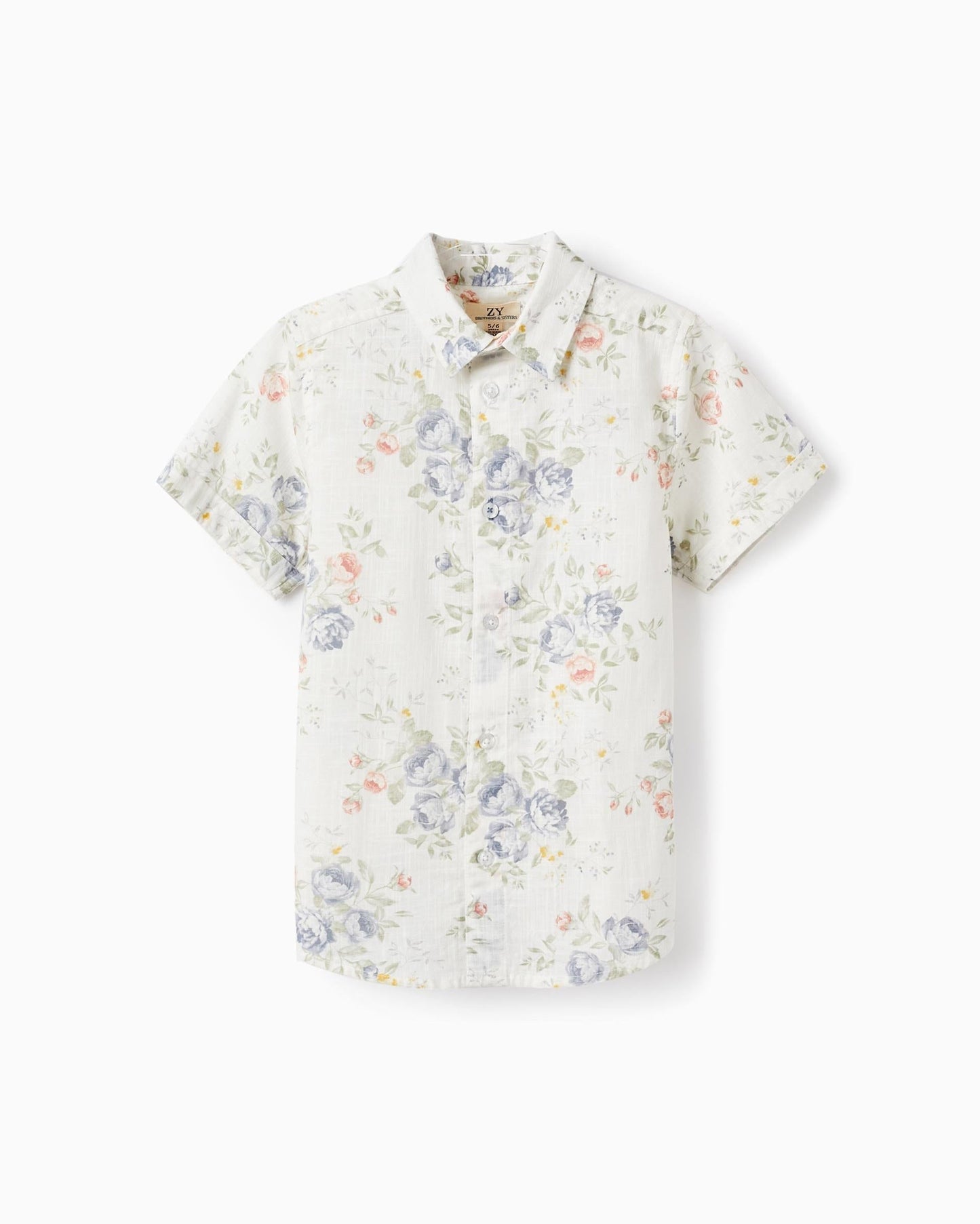 Floral Cotton Shirt for Boys 'B&S', White