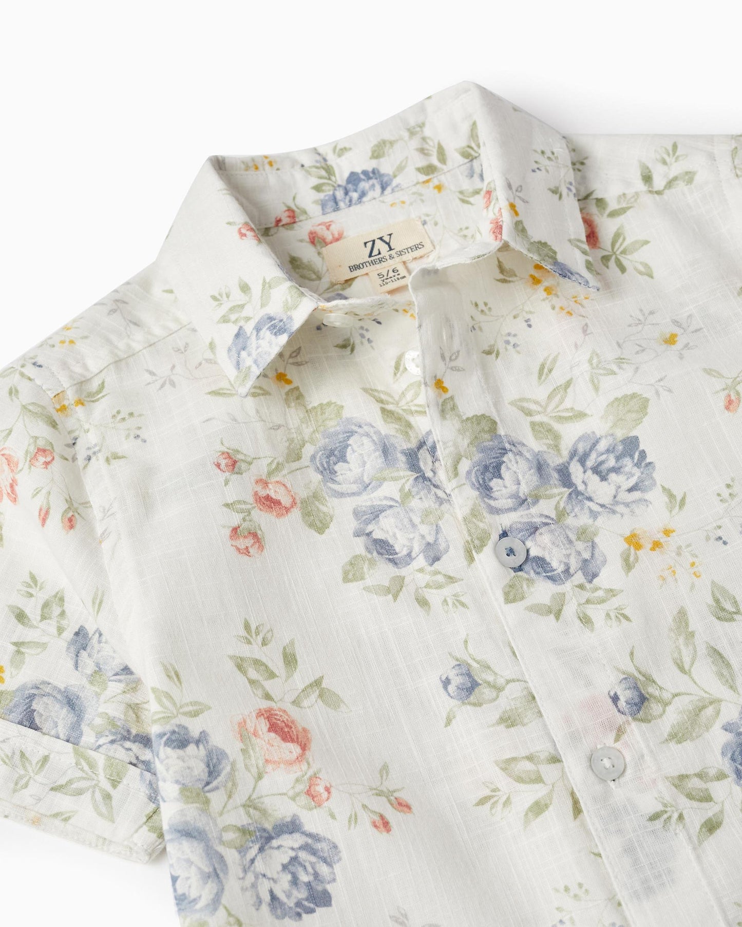 Floral Cotton Shirt for Boys 'B&S', White