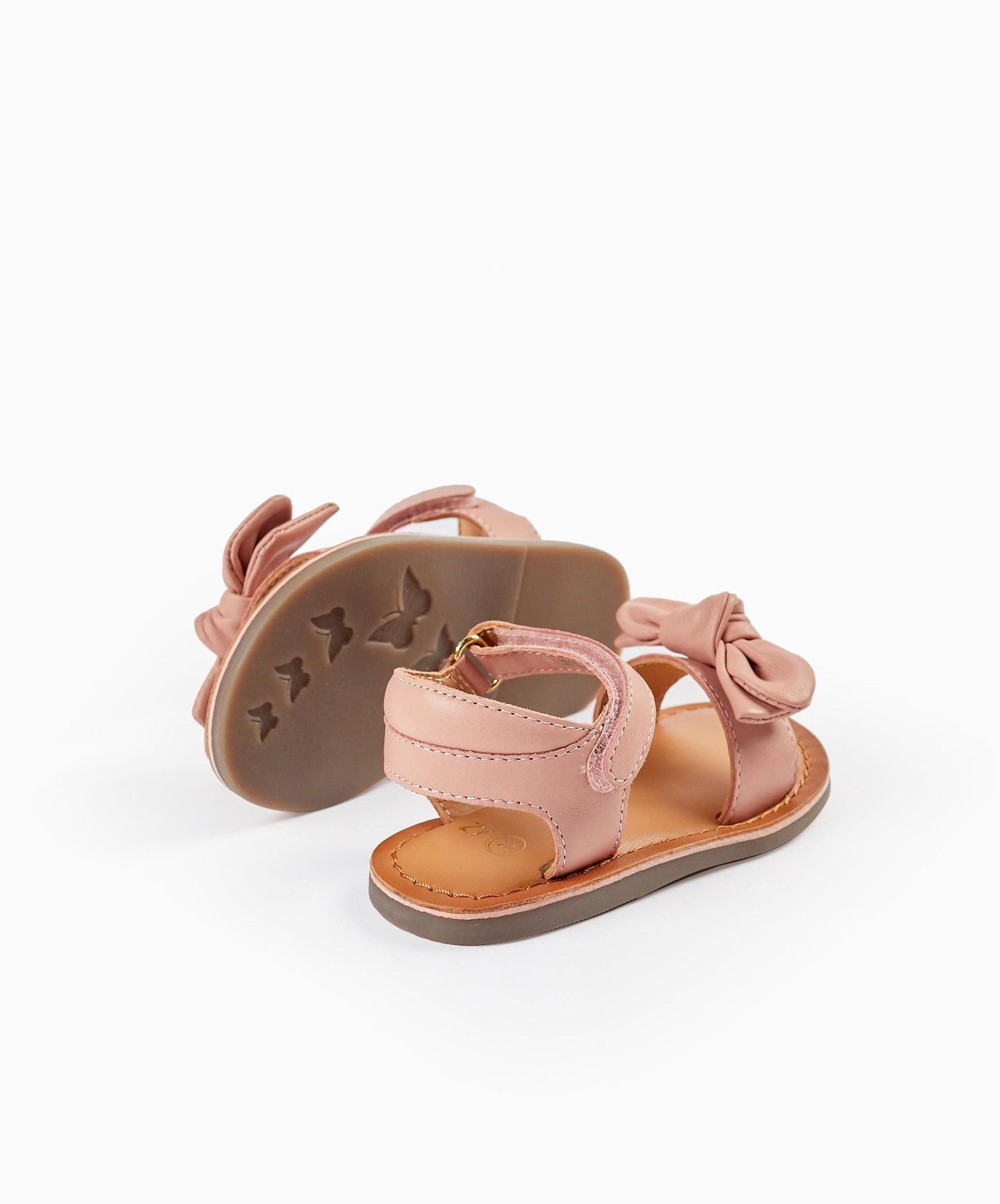 Leather Sandals with Bow for Baby Girls, Pink