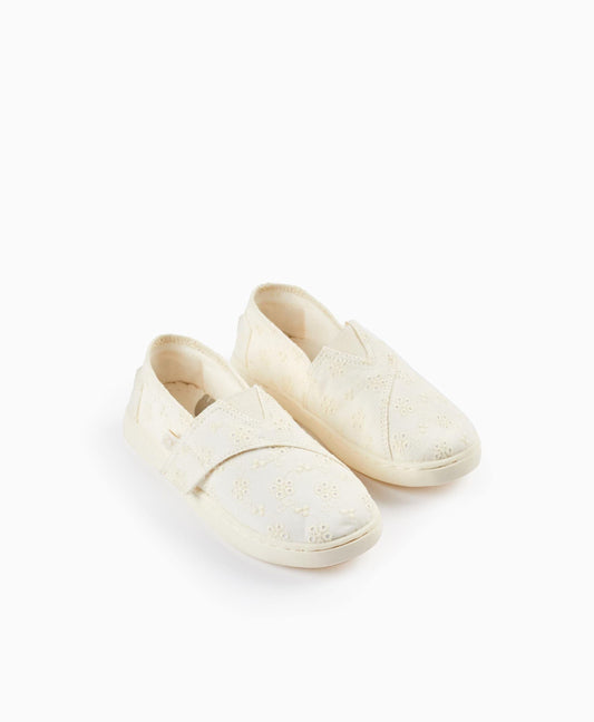 Espadrilles with English Embroidery for Girls, White