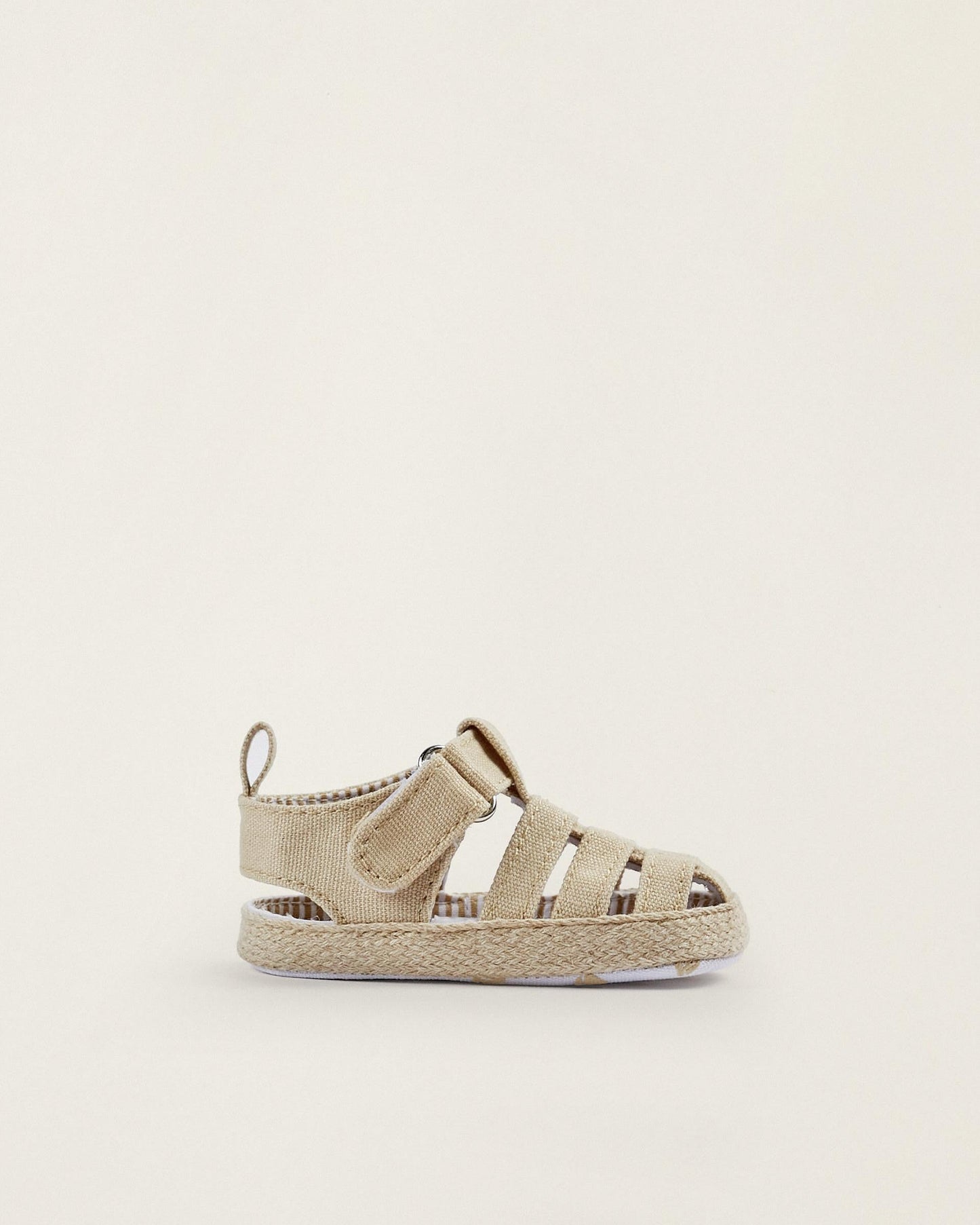 Fabric Strappy Sandals for Newborn Boys, Beige