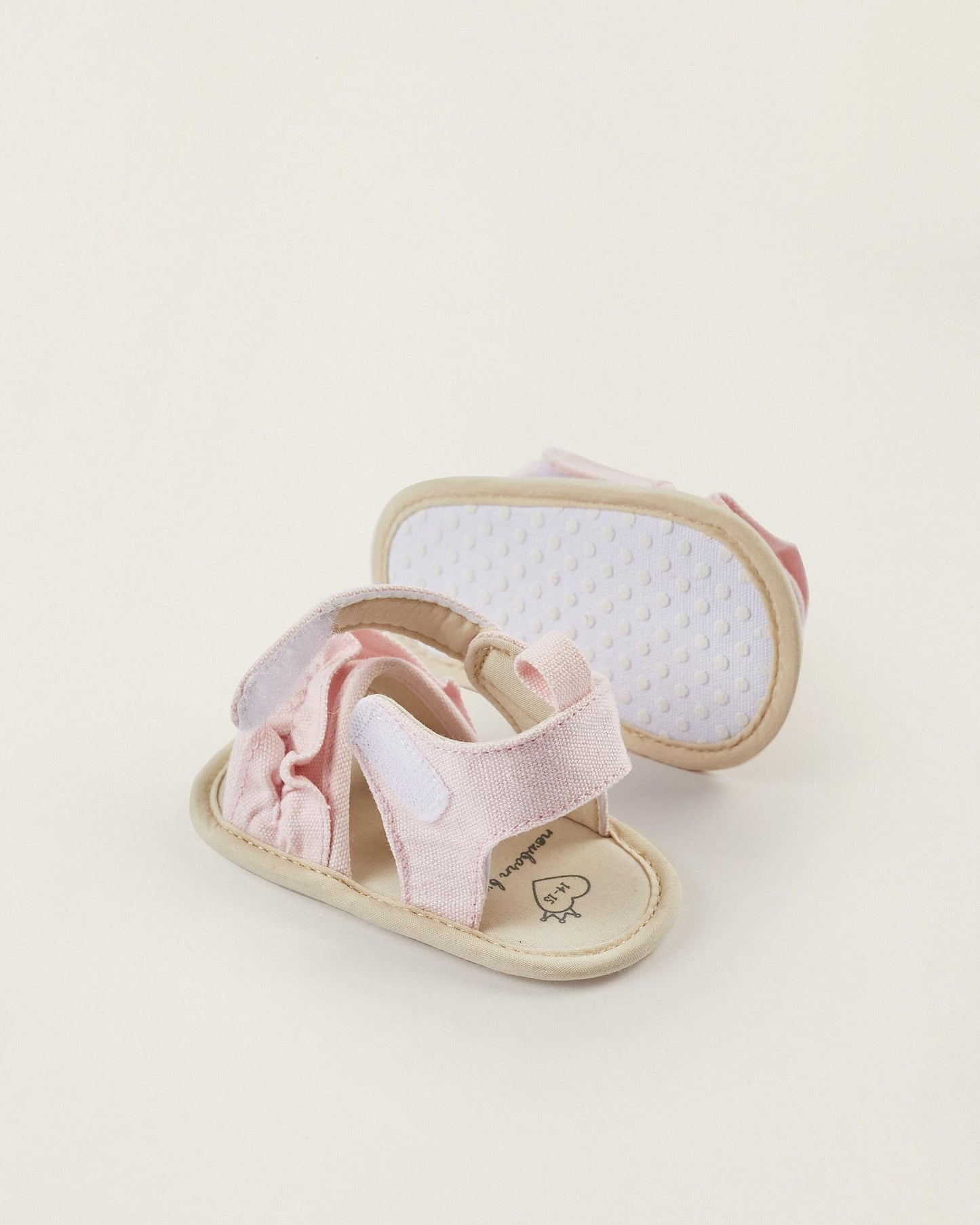 Sandals with Ruffles for Newborn Girls, Pink