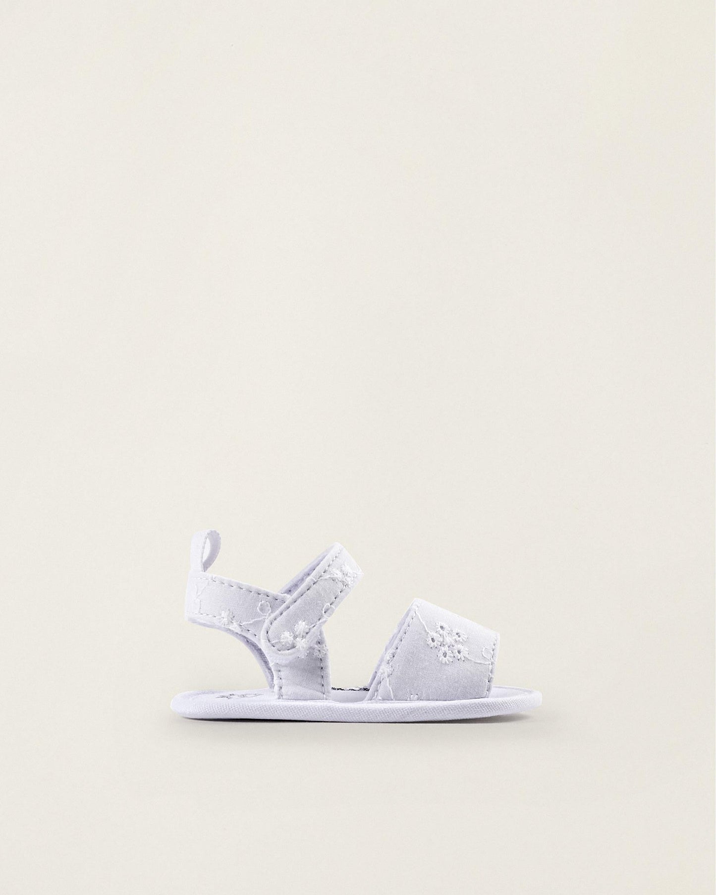 Sandals with Floral Embroidery for Newborn Girls, White