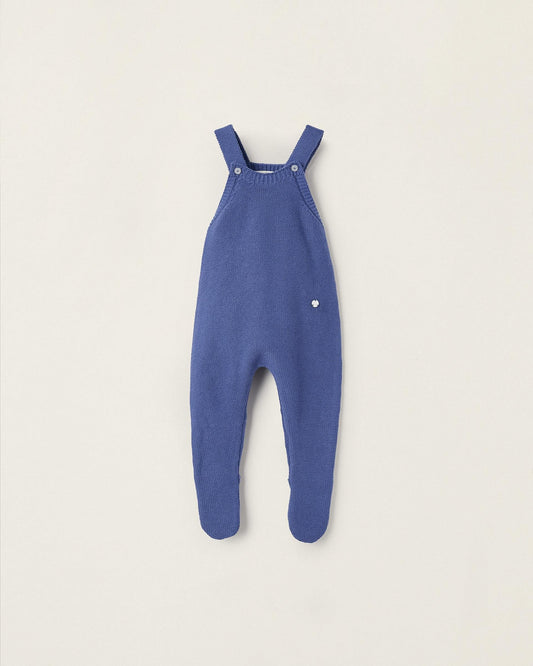 Cotton Knit Footed Bodysuit for Newborn Boys, Dark Blue